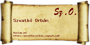 Szvatkó Orbán névjegykártya